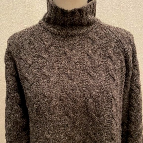 Soft, Oversized Mock Turtleneck Talbots Wool Blend Cableknit Sweater - Picture 1 of 7